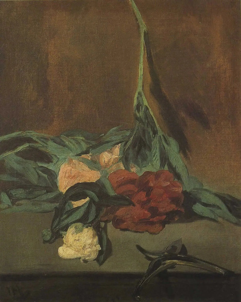 Tallo de peonías y podadora - Édouard Manet