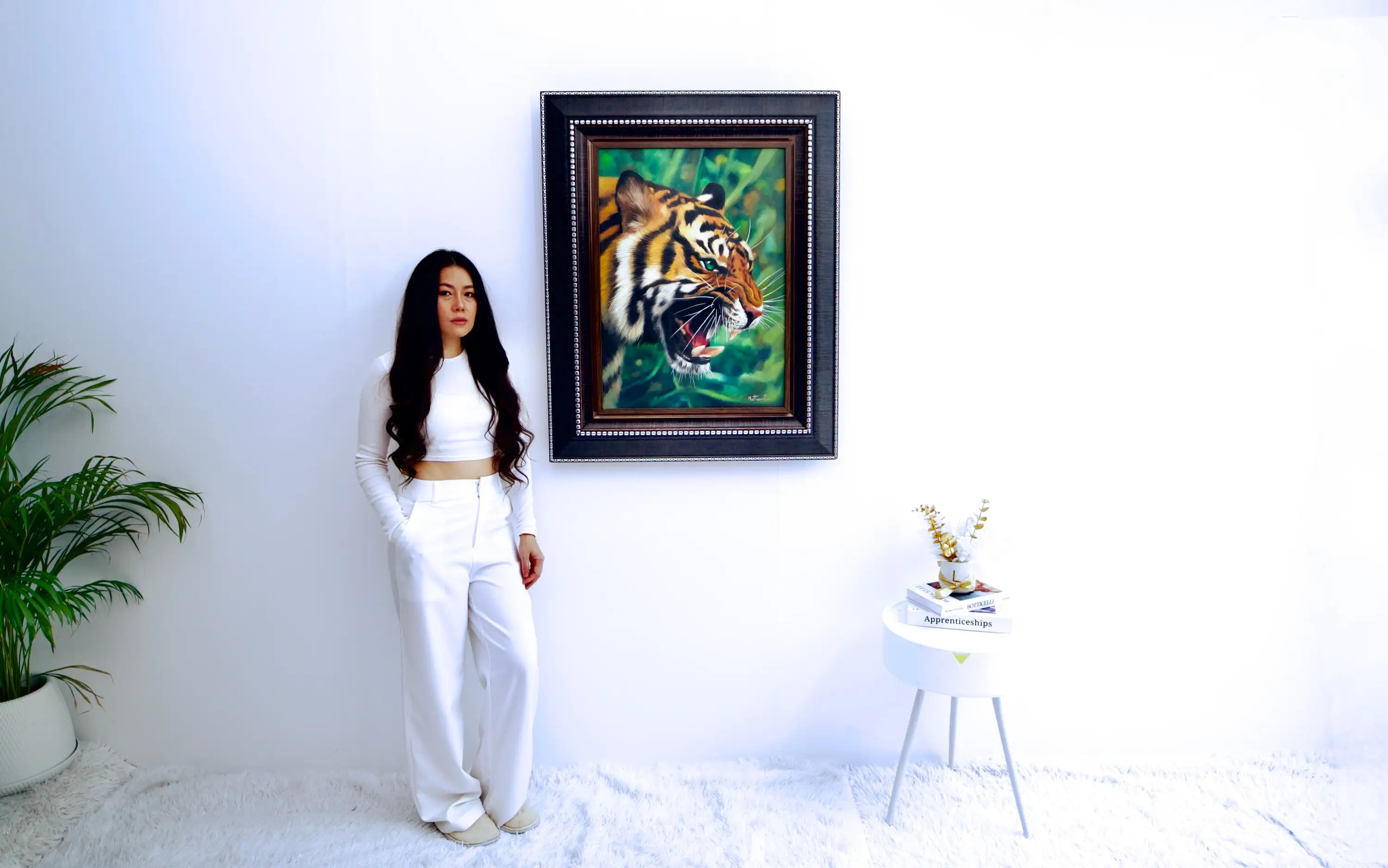 Tiger with Green Eyes - Ketwalin | 50 x 70 cm Reproductions de tableaux à la peinture à l’huile