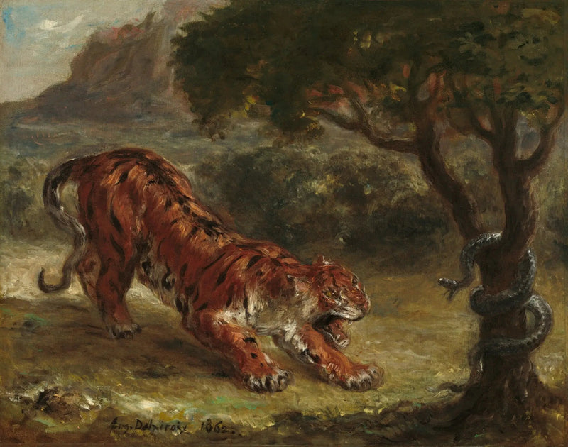 Tigre y serpiente - Eugène Delacroix