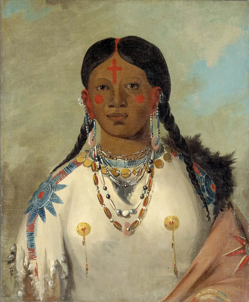 Tís-se-wóo-na-tís, La que se baña las rodillas, esposa del jefe - George Catlin