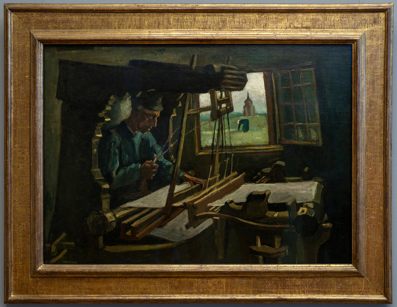 Weber delante de una ventana abierta con vista a la Torre de Nuenen - Vincent van Gogh