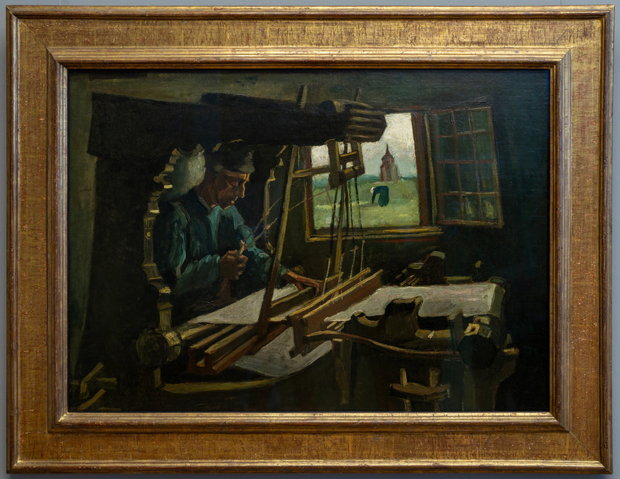 Weber delante de una ventana abierta con vista a la Torre de Nuenen - Vincent van Gogh