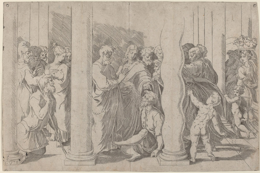 Santos Pedro y Juan en la hermosa puerta - Rafael Sanzio