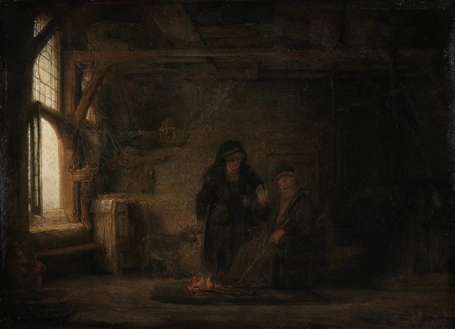 Tobias y Anna con una cabra pequeña - Rembrandt
