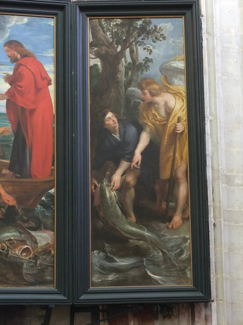 Tobías captura el pez y lo arrastra a tierra por orden del ángel (Tobías 6:1-10), 1618-19 - Peter Paul Rubens