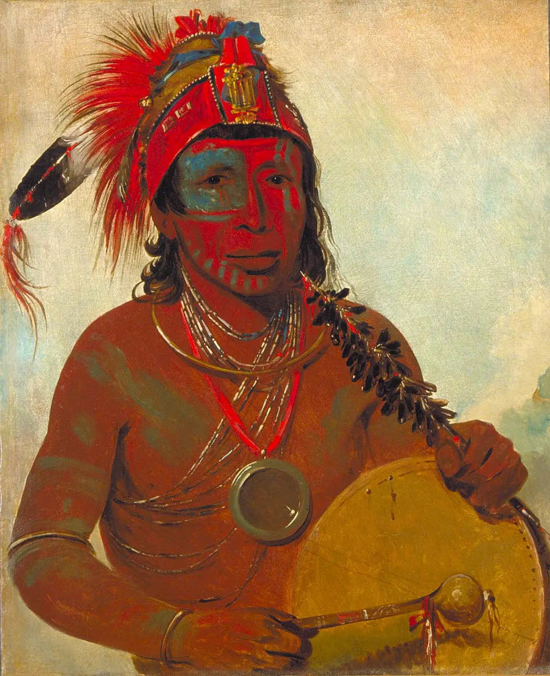 Tóh-to-wah-kón-da-pee, Medicina Azul, un sanador del grupo Ting-ta-to-ah - George Catlin