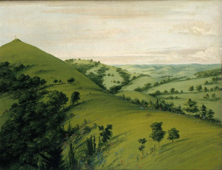 Tombe du Merle, vista trasera, praderas salpicadas de flores - George Catlin