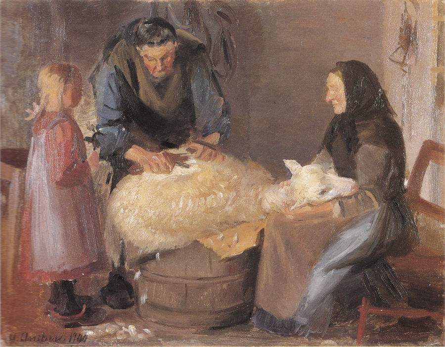 Esquila de ovejas - Anna Ancher