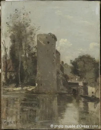 Tour a la orilla del agua - Jean-Baptiste Camille Corot