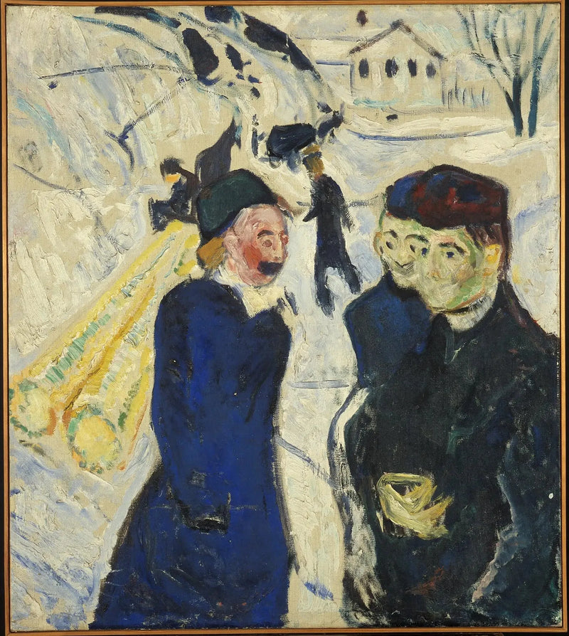 Transporte de pasajeros y madera en una calle de Kragerø - Edvard Munch