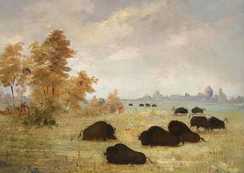 Traque de bisontes, Arkansas - George Catlin