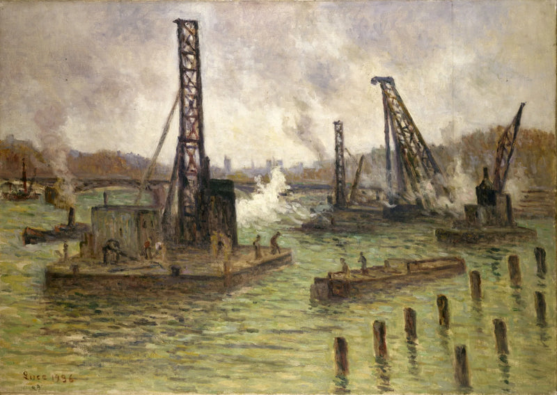 Trabajos en el Sena, en el puente de los Santos Padres - Maximilien Luce