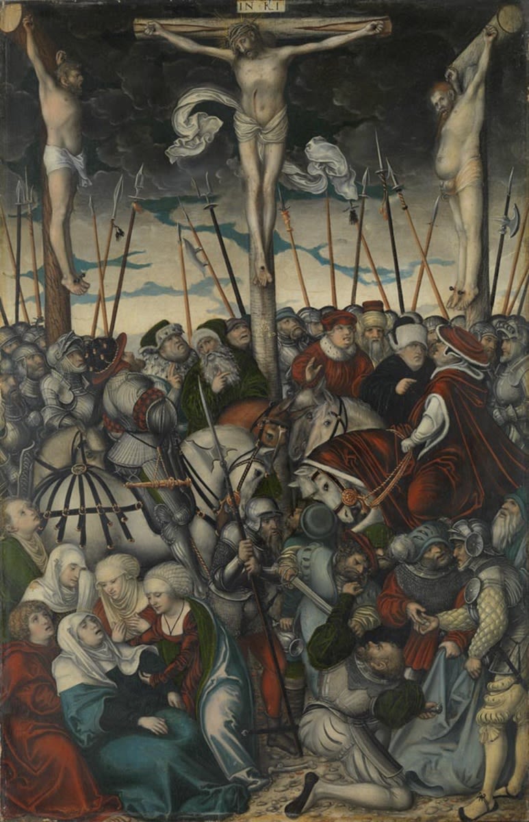 Tríptico de la Crucifixión: Crucifixión de Jesús - Lucas Cranach el Viejo