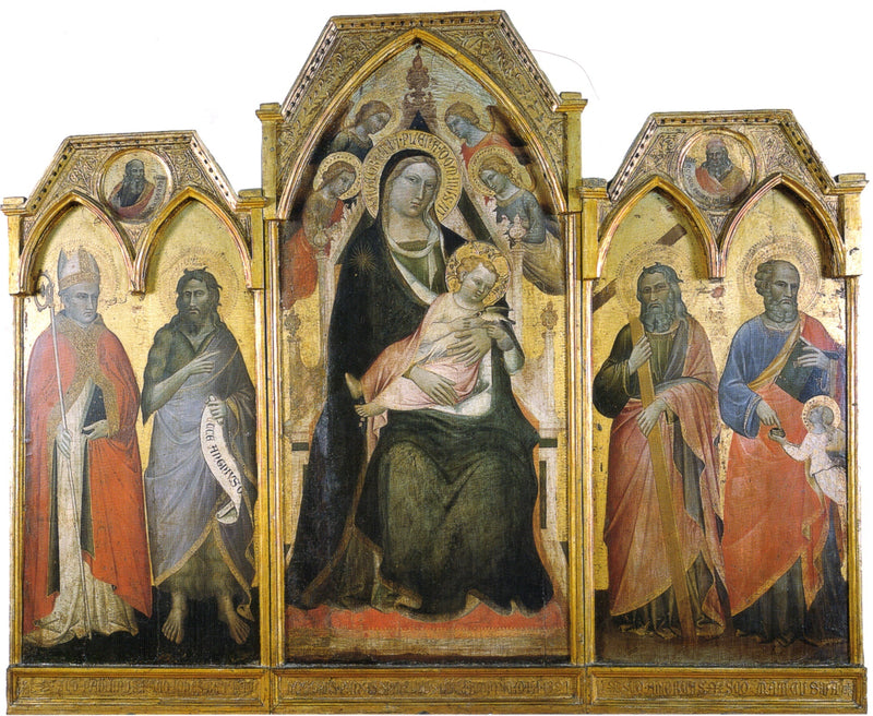 Tríptico de la Virgen con el Niño en Majestad rodeada de cuatro santos - Spinello Aretino