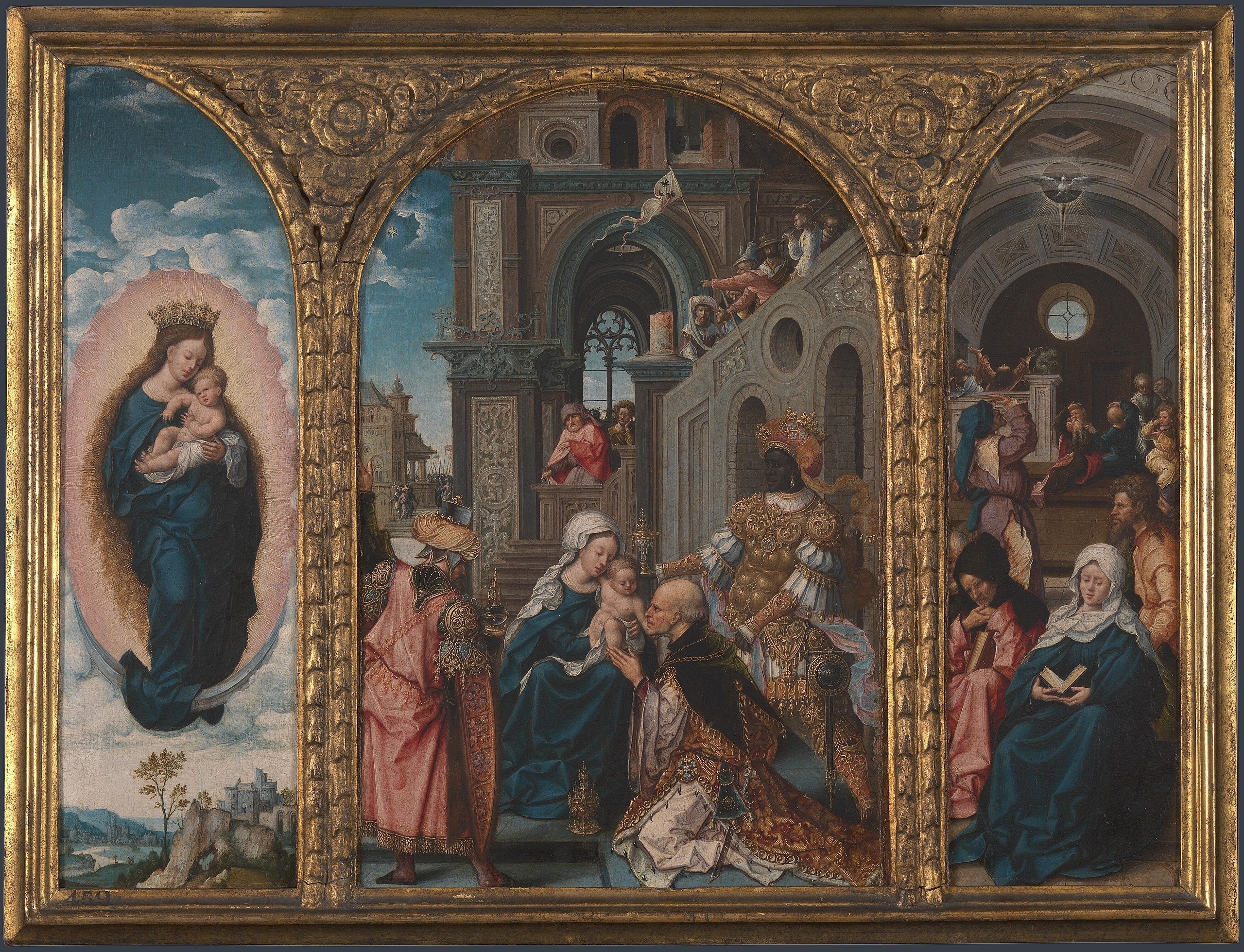 Triptyque. L'Adoration des Mages, la Descente du - Jan Gossaert image 1 copie de tableau peinte à la main