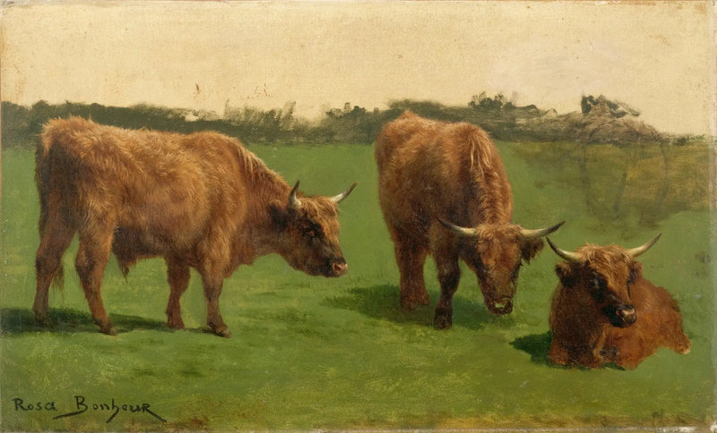 Tres bueyes rojos en el pasto - Rosa Bonheur