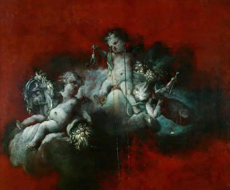 Trois Cupidons avec les signes du zodiaque : Scorpion, Sagittaire, Balance - François Boucher image 1 reproduction artisanale de tableau
