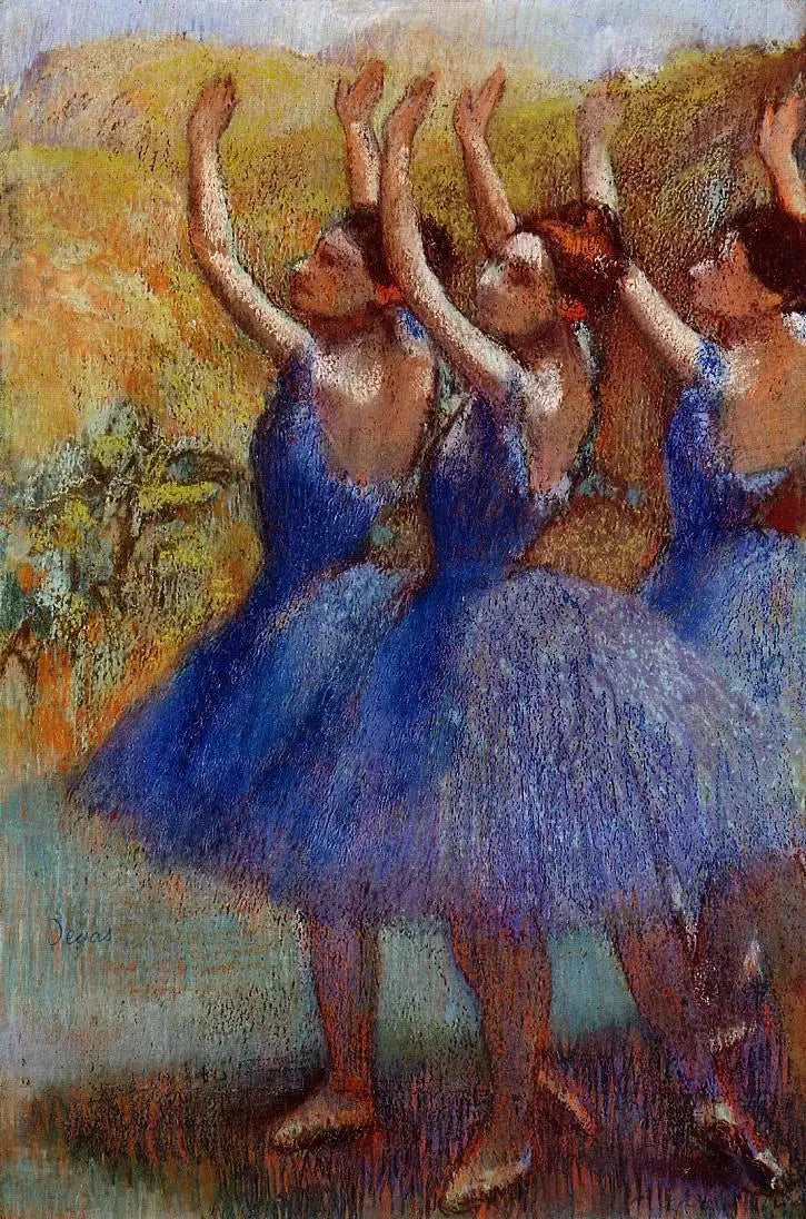 Tres bailarinas en tutús violetas - Edgar Degas