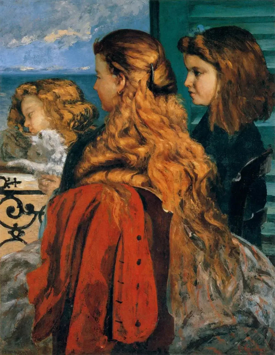 Tres jóvenes inglesas cerca de una ventana - Gustave Courbet