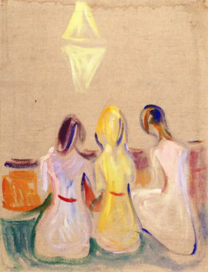 Tres jóvenes mujeres sentadas - Edvard Munch