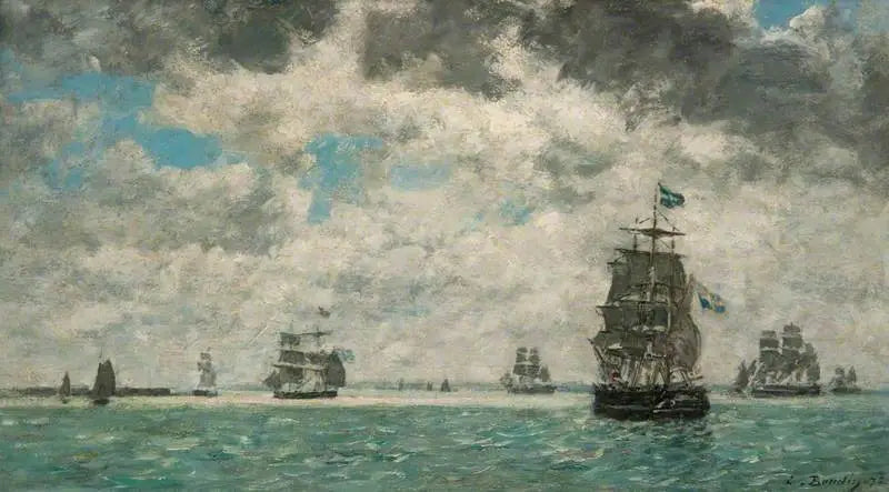 Tres mástiles frente a Amberes - Eugène Boudin