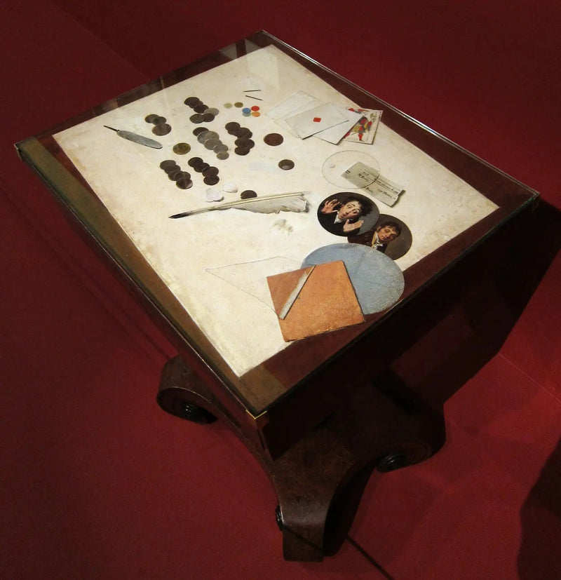 Trompe-l'œil con monedas sobre la bandeja de un pequeño mueble - Louis-Léopold Boilly