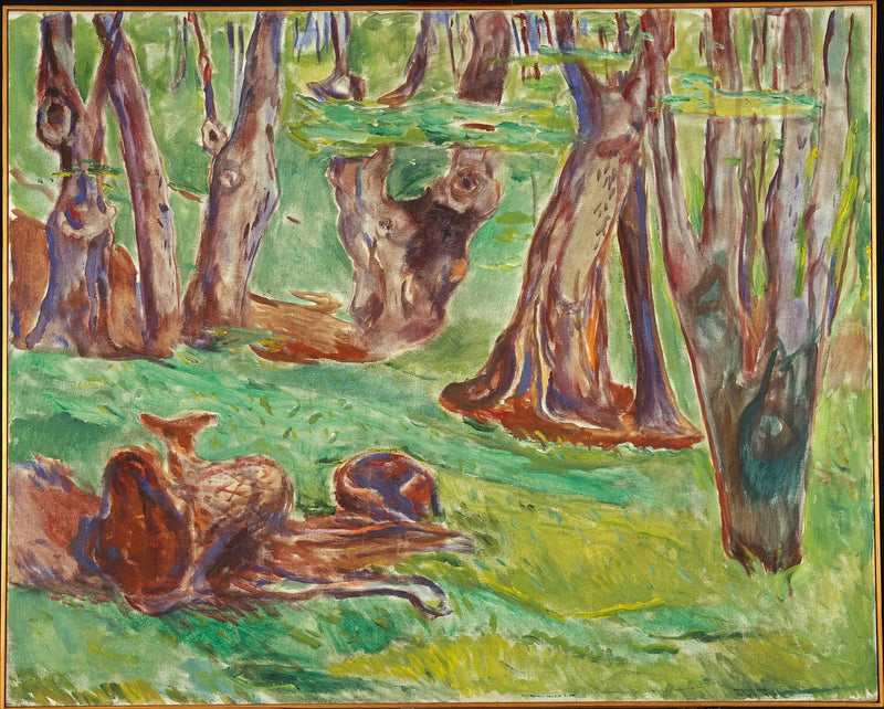 Troncos de árboles rugosos en verano - Edvard Munch