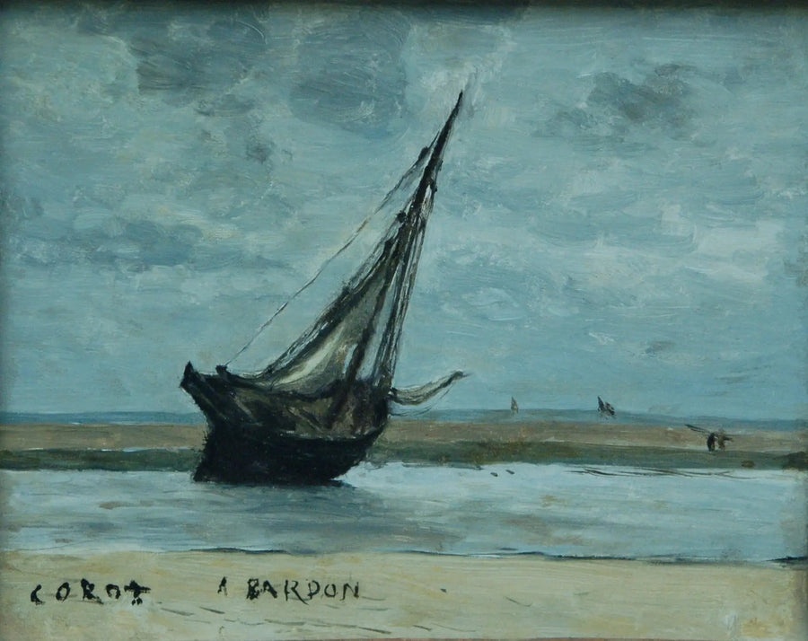 Trouville. Barco varado, llamado Barco de pesca en marea baja - Jean-Baptiste Camille Corot