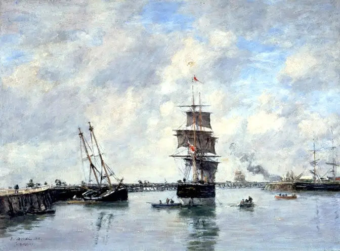 Trouville, los muelles, mar alta - Eugène Boudin
