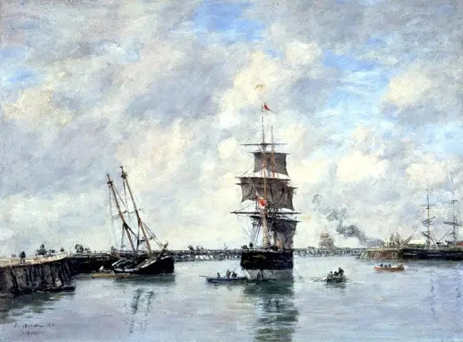 Trouville, los muelles, mar alta - Eugène Boudin
