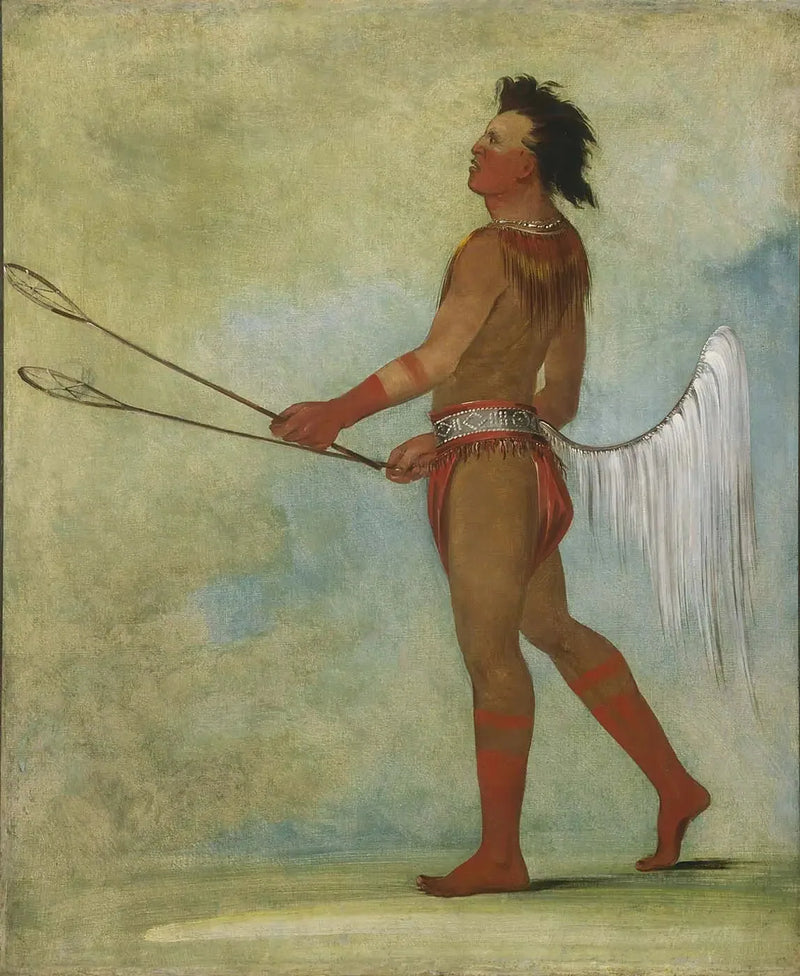 Tul-lock-chísh-ko, bebe el jugo de la piedra, vestido como jugador de pelota - George Catlin