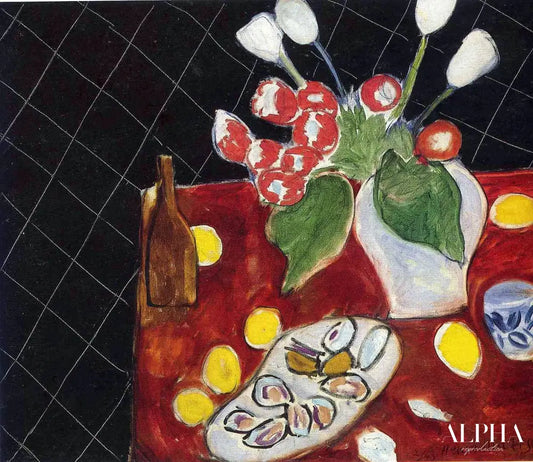 Tulipes et huîtres sur fond noir - Matisse - Reproductions de tableaux et peintures haut de gamme