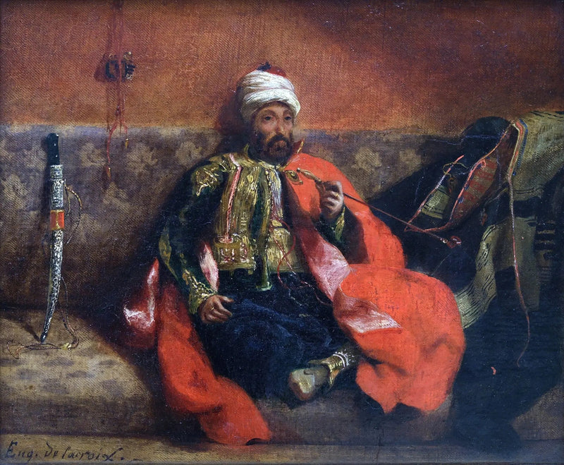 Turco fumando, sentado en un diván - Eugène Delacroix