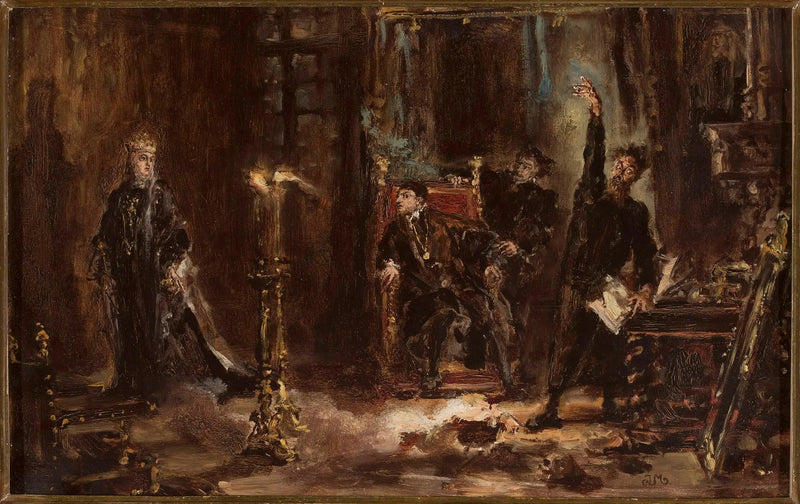 Twardowski invocando al espíritu de Barbara para Sigismondo Augusto, boceto - Jan Matejko