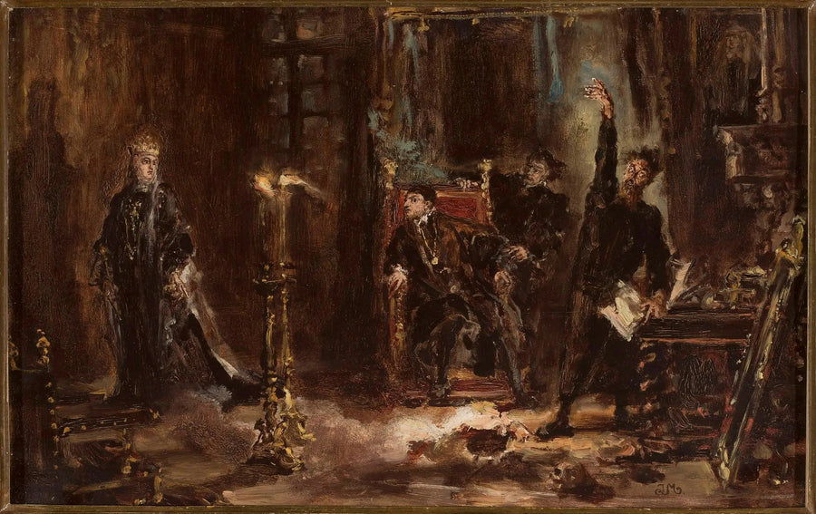 Twardowski invocando al espíritu de Barbara para Sigismondo Augusto, boceto - Jan Matejko