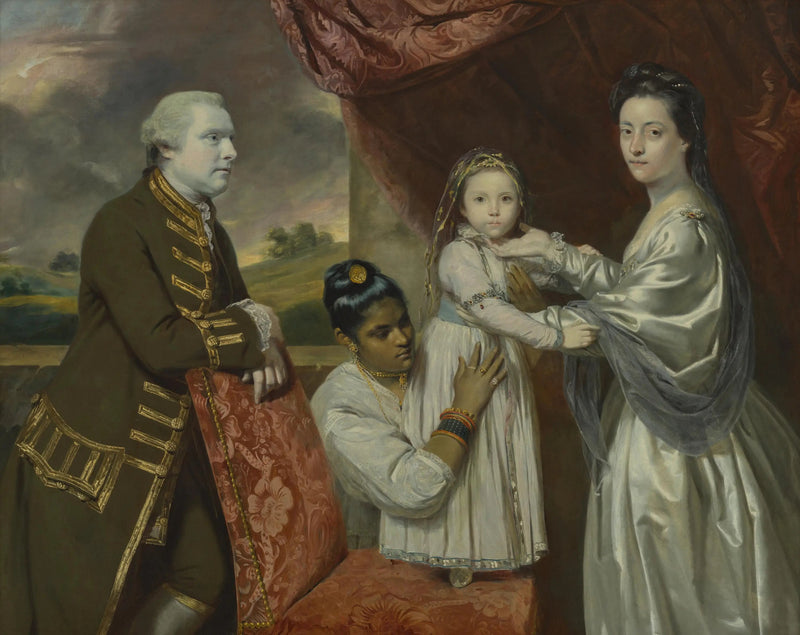 Tysoe Saul Hancock, su esposa Philadelphia, su hija Elizabeth y su sirvienta india Clarinda - Joshua Reynolds