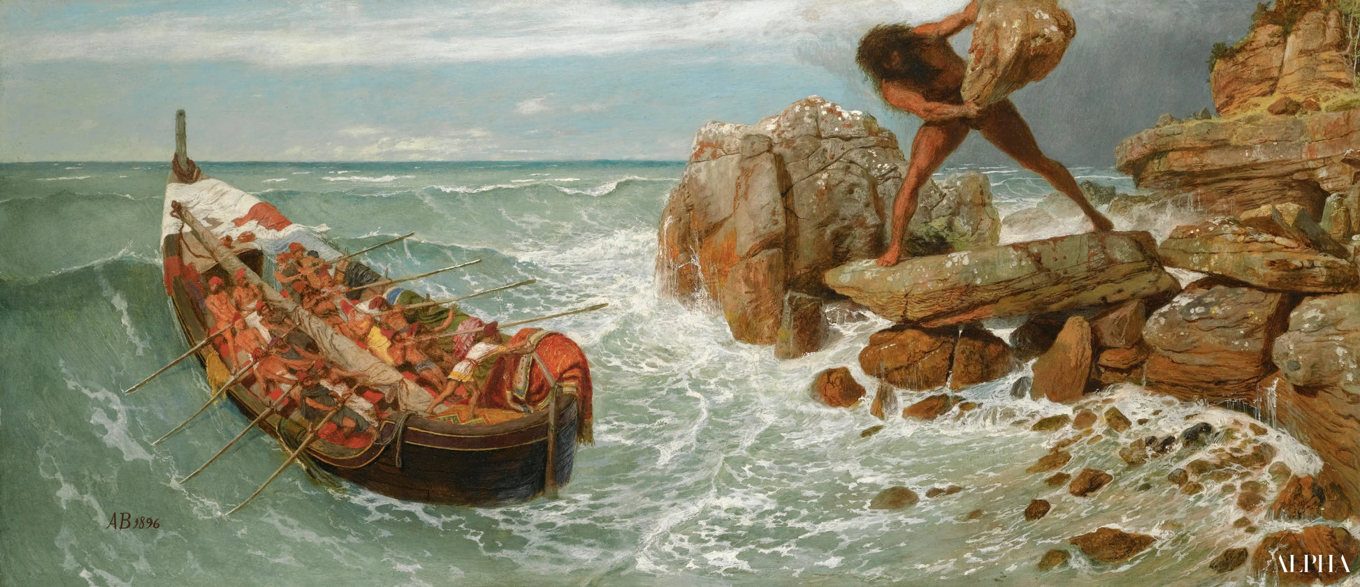 Ulysse et Polyphème - Arnold Böcklin - Reproductions de tableaux et peintures haut de gamme