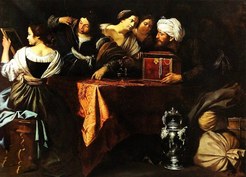 Ulises agradece a Aquiles entre las chicas de Lico medio - Artemisia Gentileschi