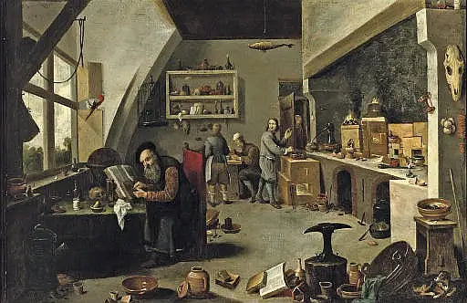 Un alquimista en su taller - David Teniers el Joven
