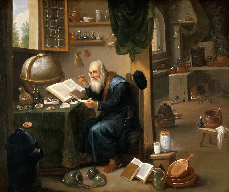 Un alquimista en su laboratorio. - David Teniers el Joven