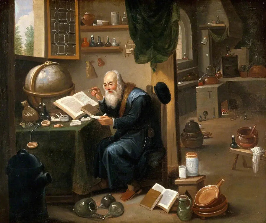 Un alquimista en su laboratorio. - David Teniers el Joven