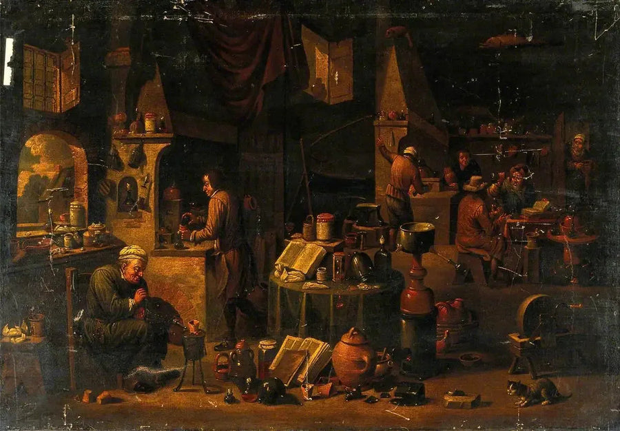 Un alquimista en su laboratorio - David Teniers el Joven