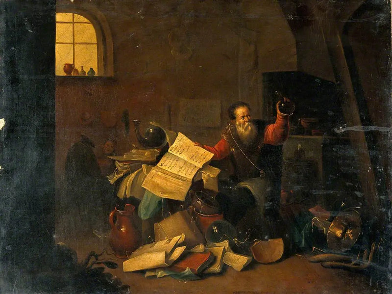 Un alquimista en su laboratorio - David Teniers el Joven