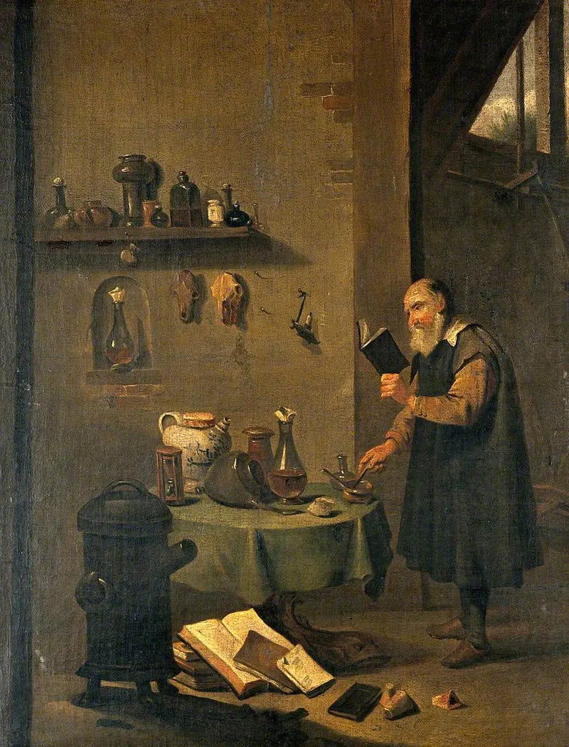 Un alquimista en su laboratorio - David Teniers el Joven