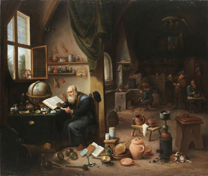 Un alquimista en su laboratorio - David Teniers el Joven