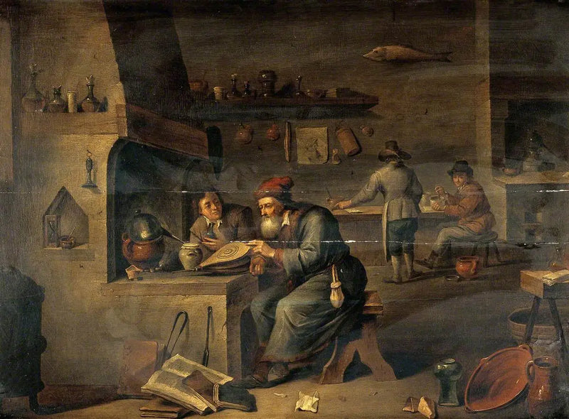 Un alquimista en su laboratorio - David Teniers el Joven