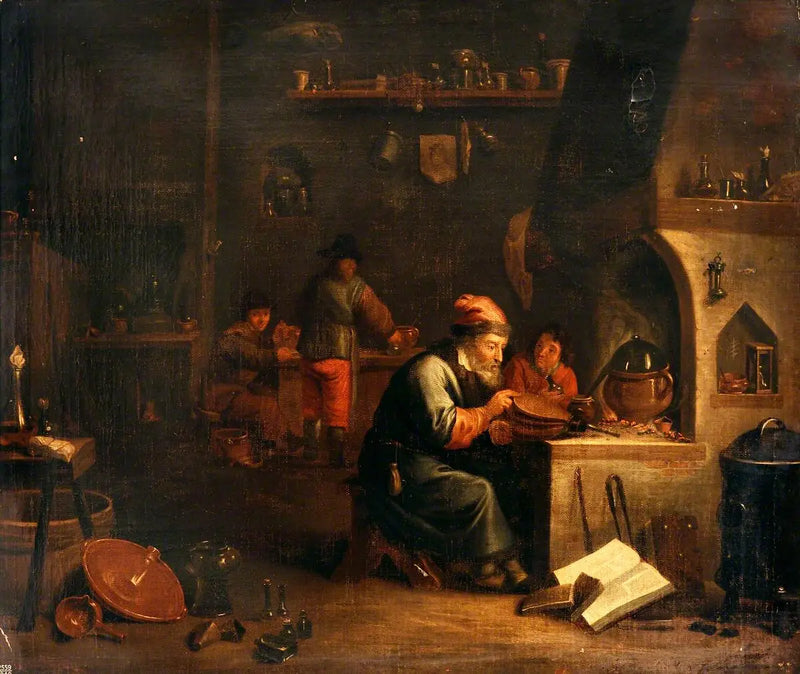 Un alquimista en su laboratorio - David Teniers el Joven