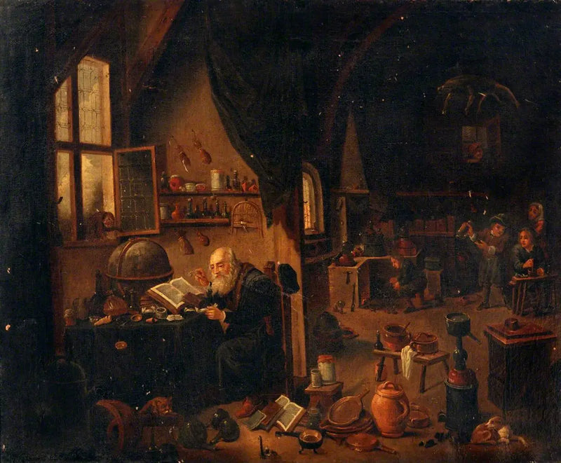Un alquimista en su laboratorio - David Teniers el Joven