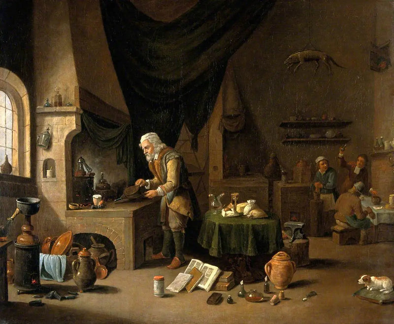 Un alquimista en su laboratorio - David Teniers el Joven
