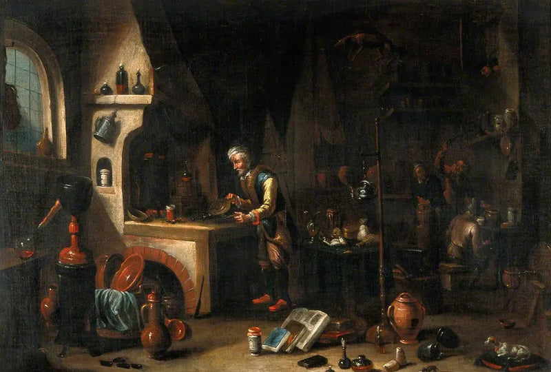 Un alquimista en su laboratorio - David Teniers el Joven